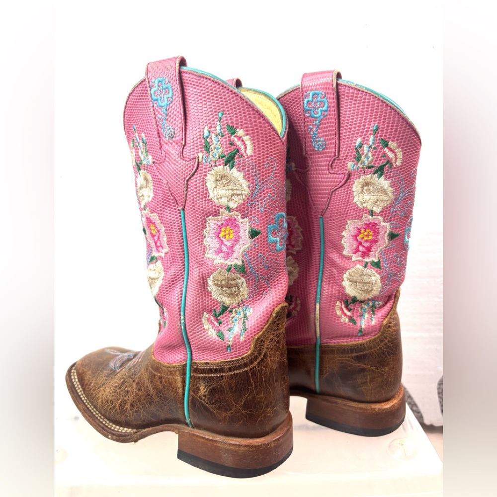 Macie Bean 11 Western Cowgirl Leather Floral Kicker Boots - Kids - Picture 2 of 11